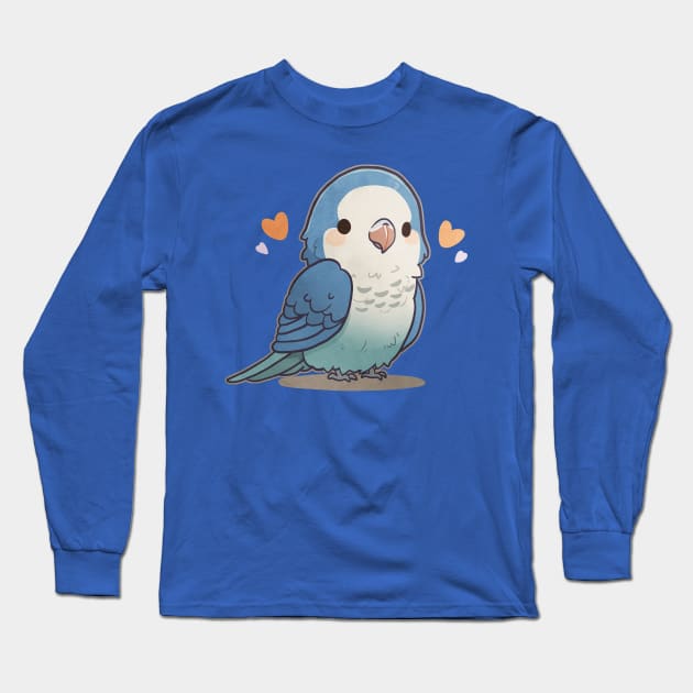 Blue Quaker Parrot Long Sleeve T-Shirt by Psitta